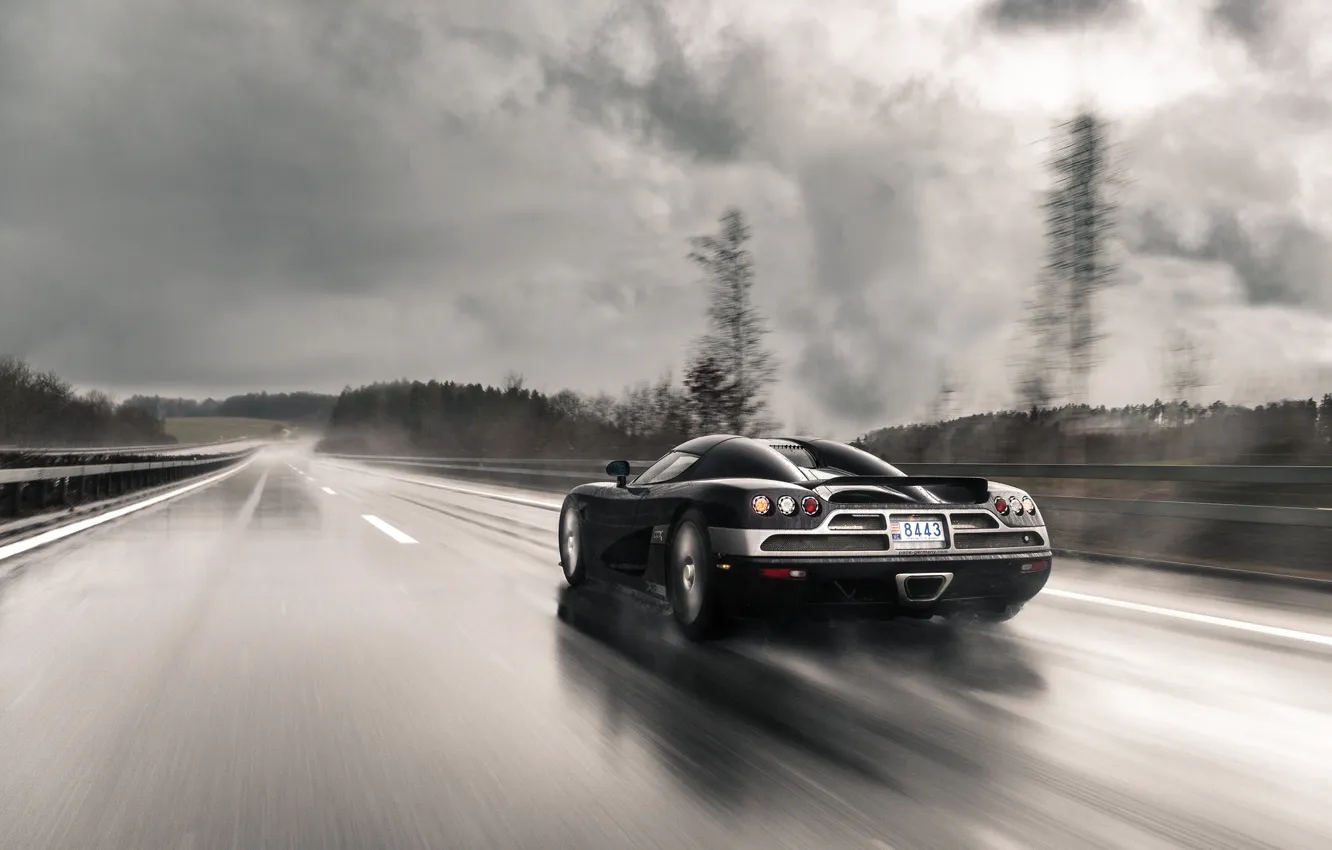Photo wallpaper road, rain, speed, Koenigsegg, supercar, supercar, CCXR