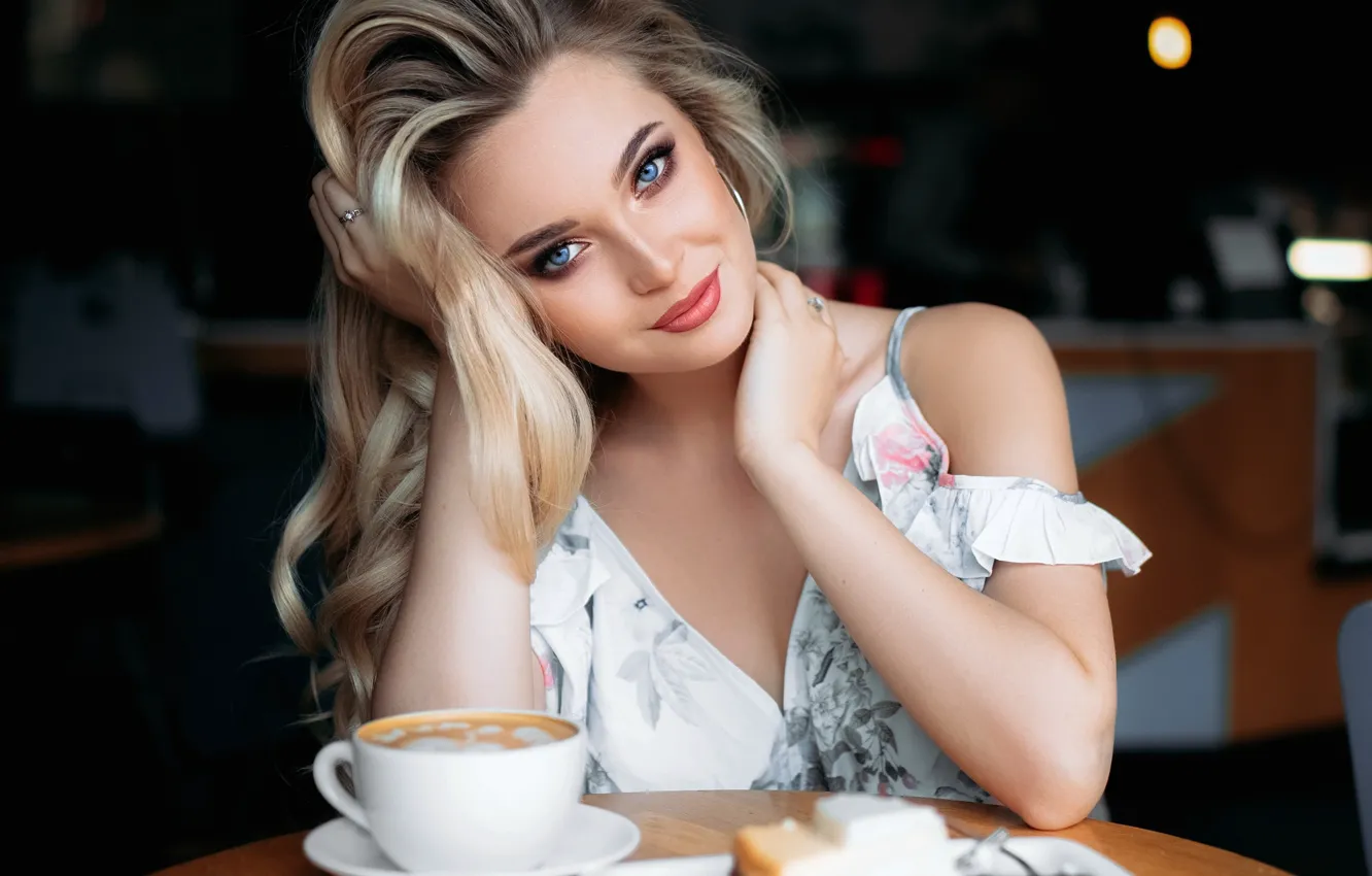 Photo wallpaper girl, cafe, Ivan Proskurin, Anna K