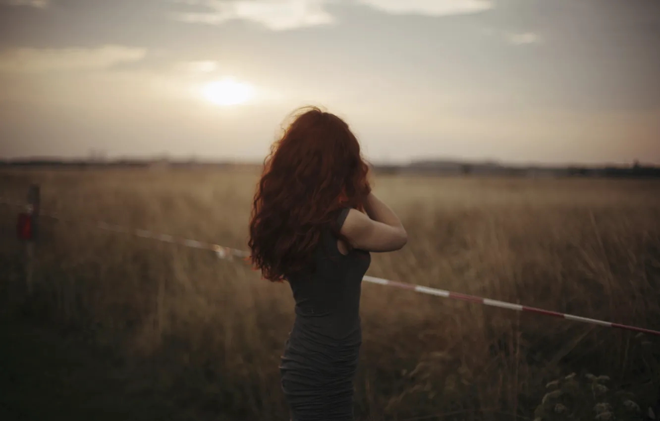 Photo wallpaper girl, dress, red