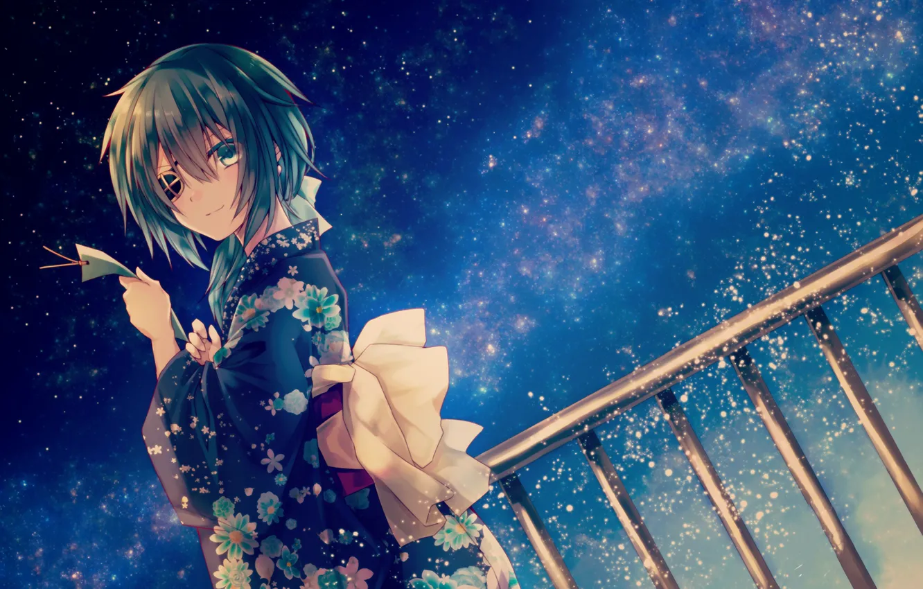 Photo wallpaper girl, night, anime, art, yukata, kantai collection, Naval Collection