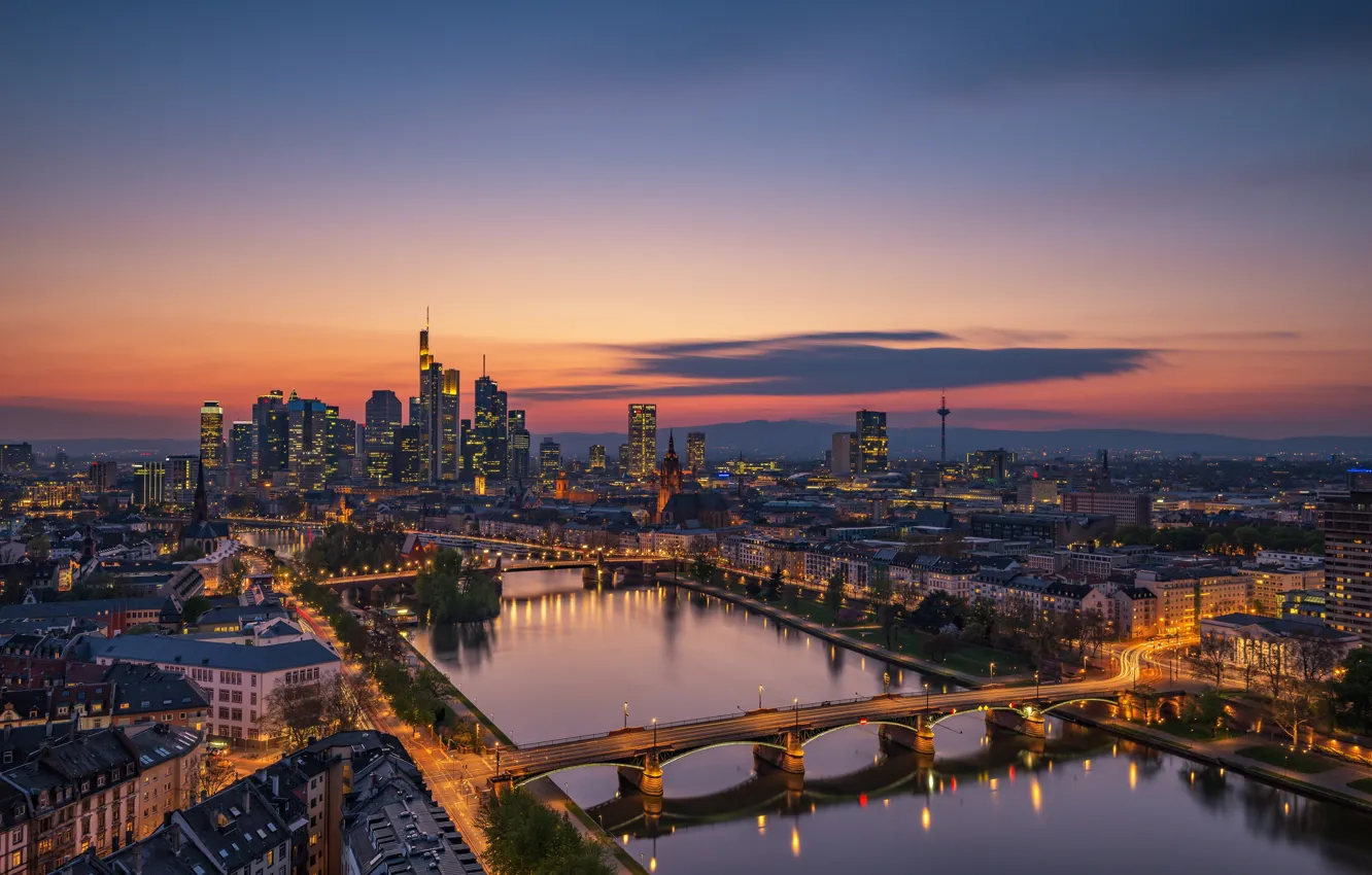 Photo wallpaper night, Germany, Frankfurt am main