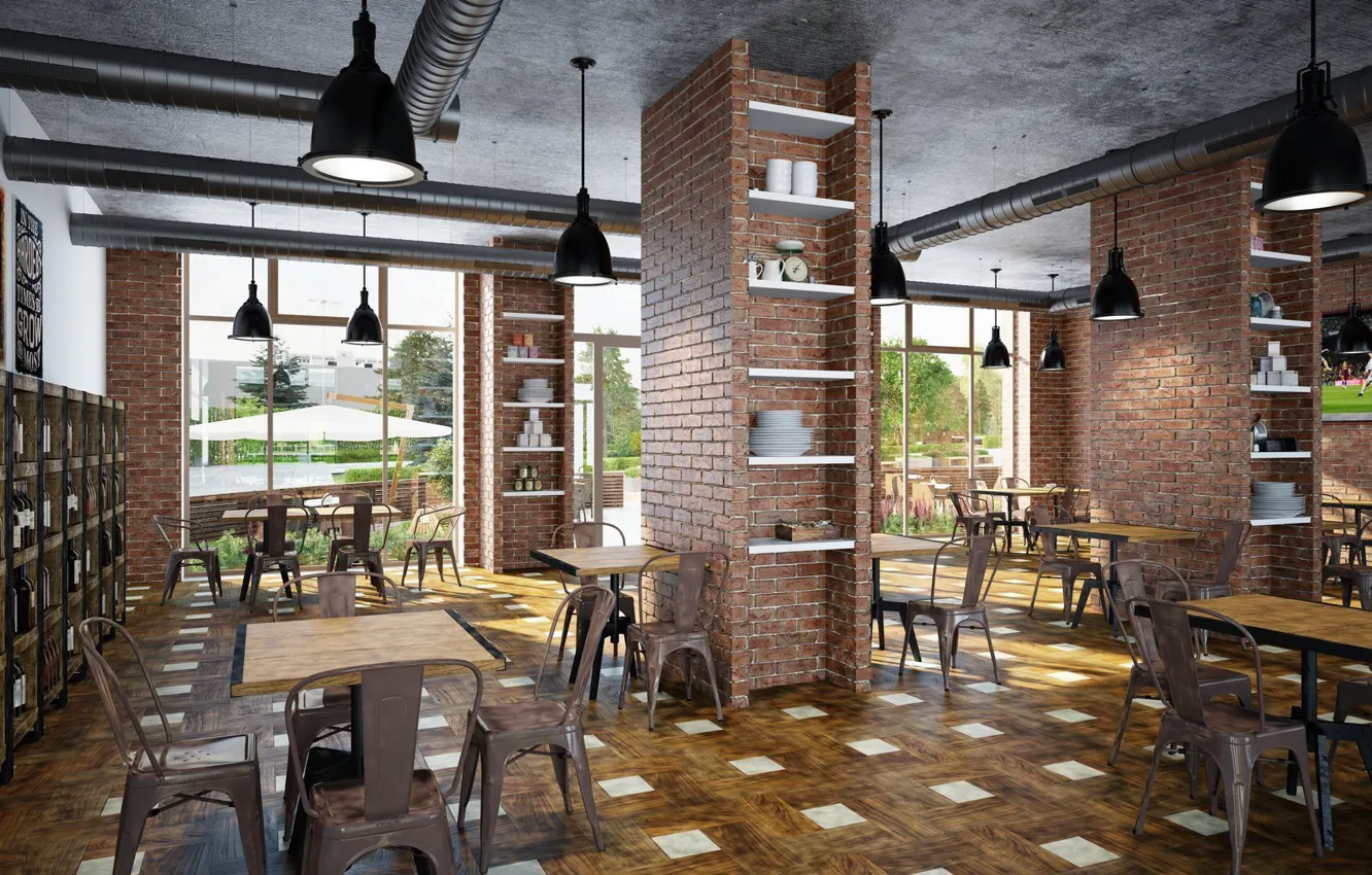 Photo wallpaper design, style, interior, bar, restaurant, loft