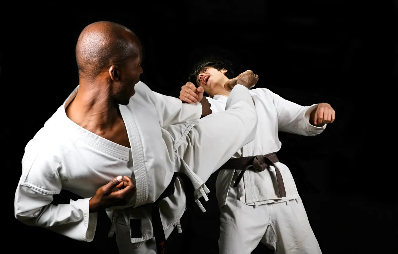 Photo wallpaper fight, training, kick, karate