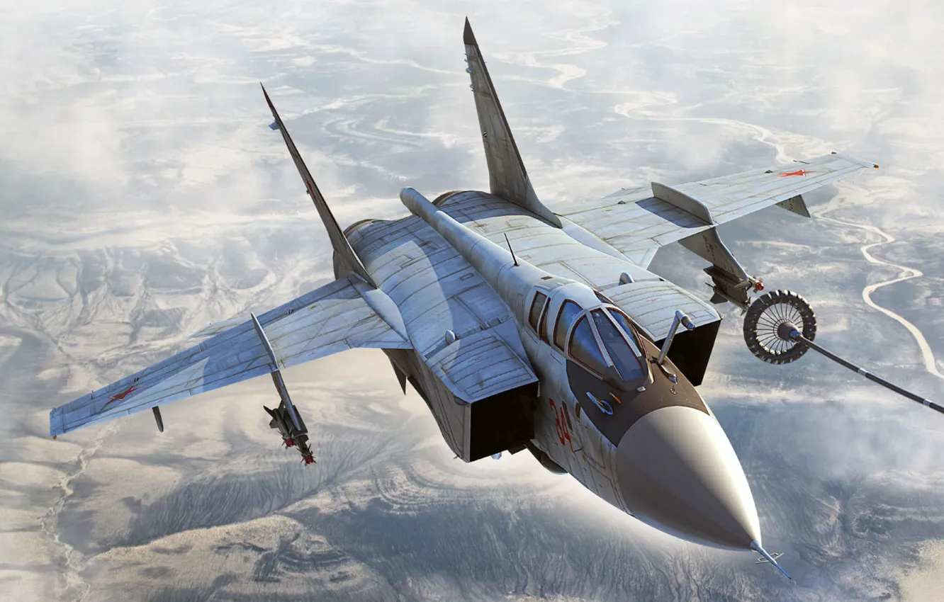 Photo wallpaper Foxhound, long-range, OKB MiG, MiG-31BM, Videoconferencing Russia, a modern version of the MiG-31 Russian air …