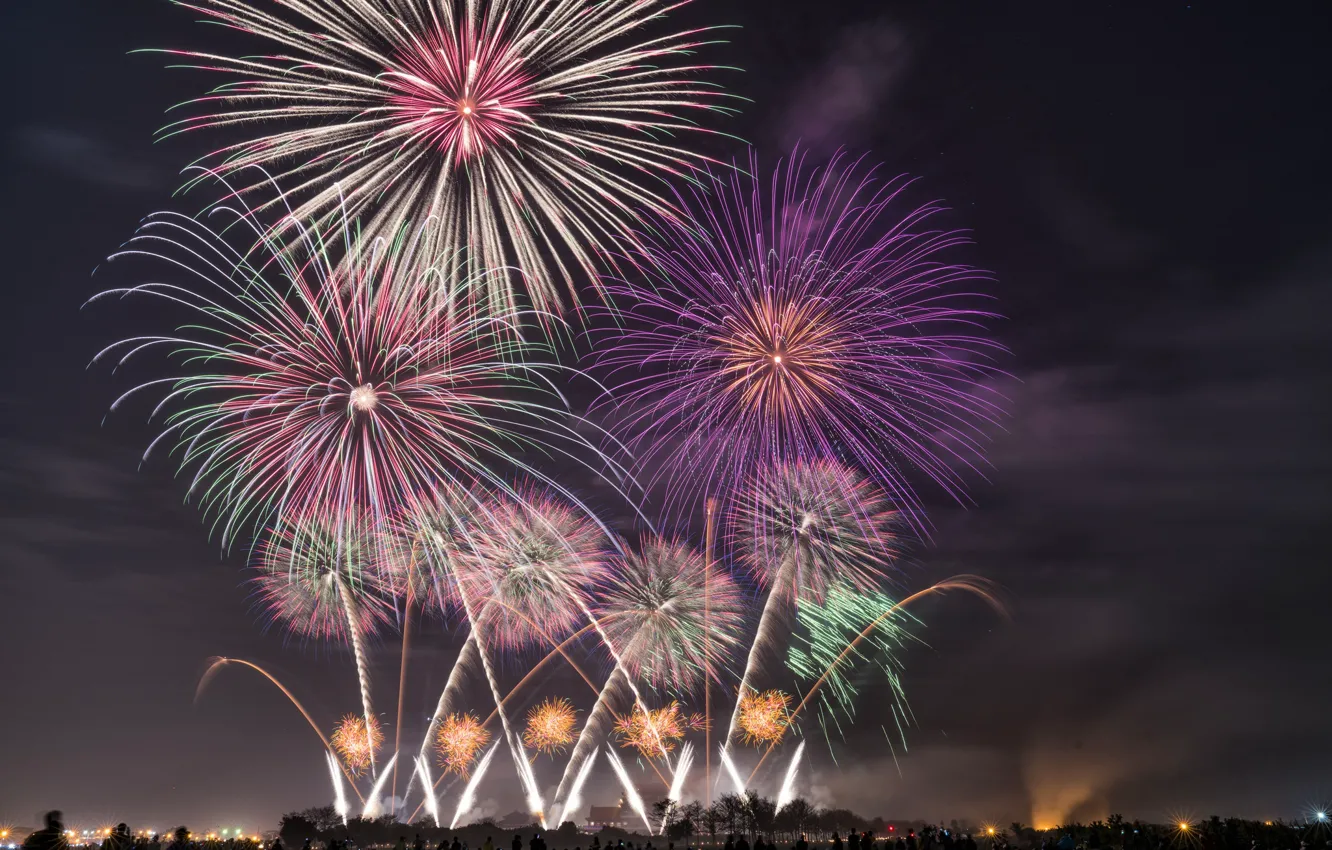 Photo wallpaper the sky, night, holiday, salute