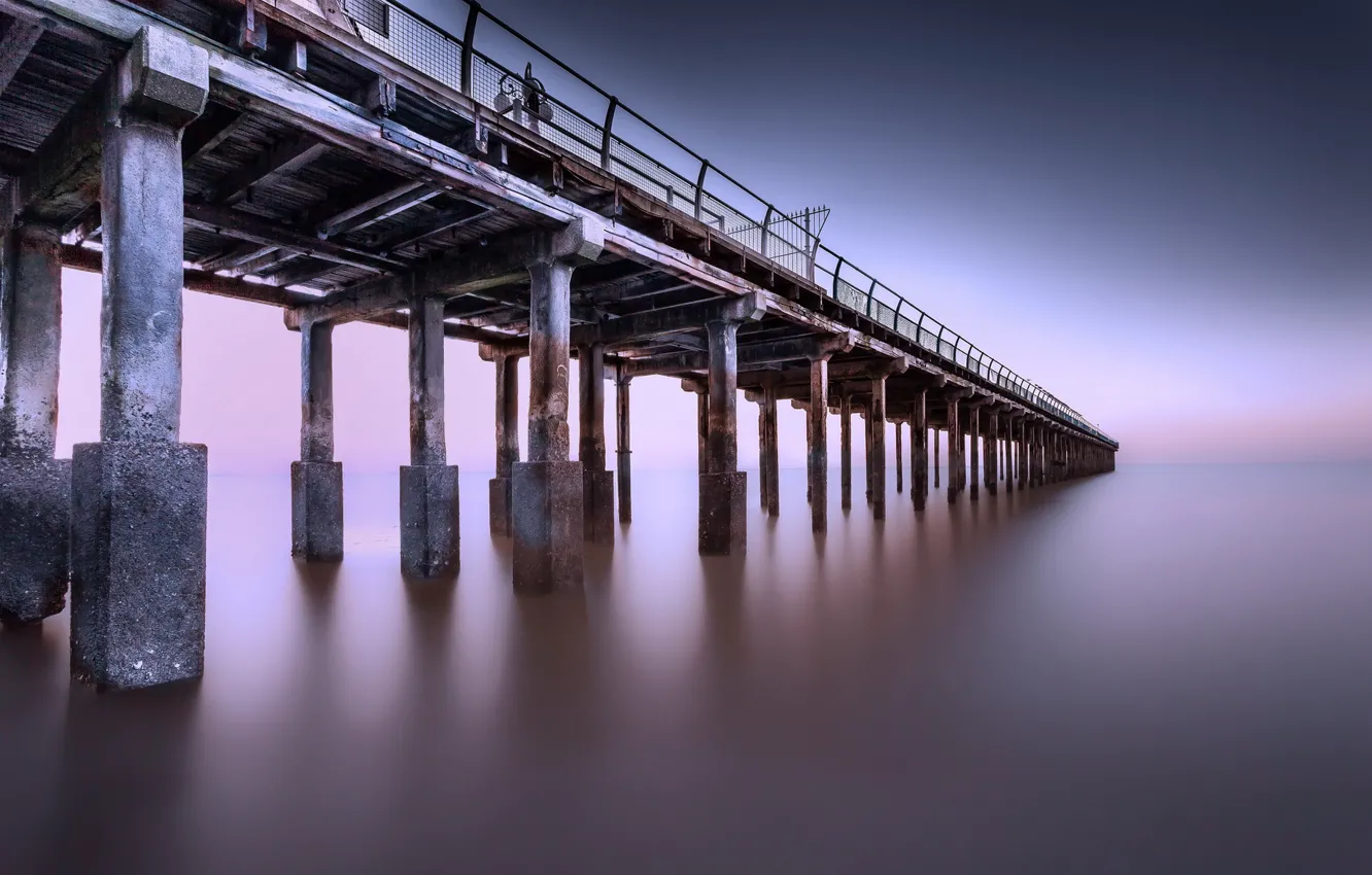 Photo wallpaper water, dusk, reflection, pier