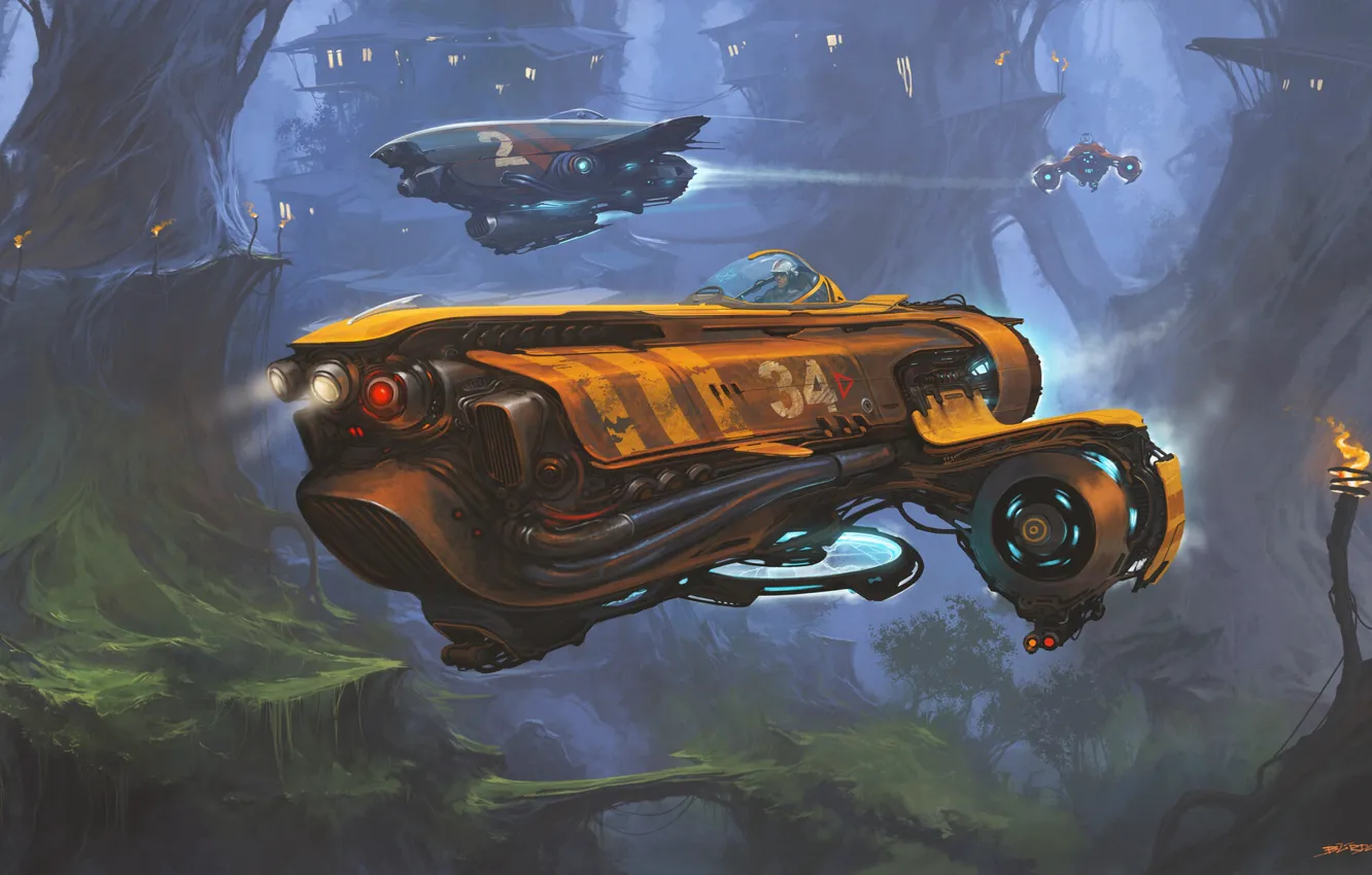 Photo wallpaper machine, flight, fiction, transport, figure, world, art, fantasy