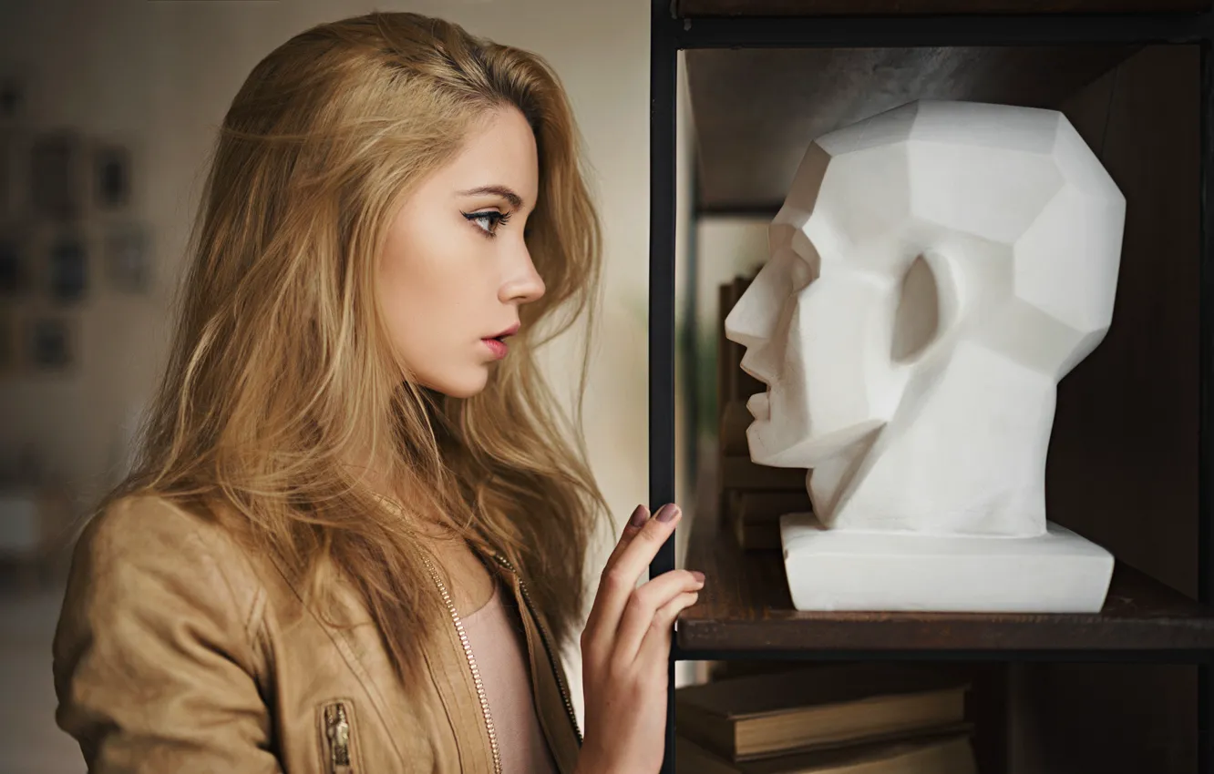 Photo wallpaper girl, long hair, brown hair, brown eyes, photo, photographer, model, lips