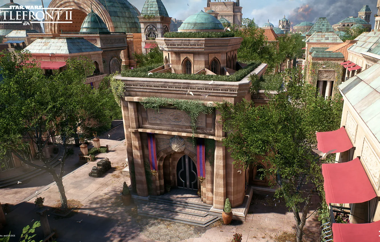 Photo wallpaper star wars battlefront, architecture, trees, building, the city