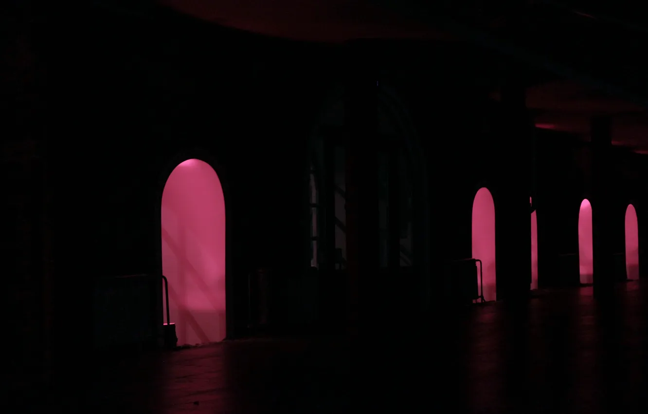 Photo wallpaper light, red, darkness, arch, Designcenter