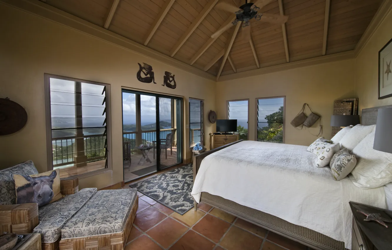Photo wallpaper bedroom, luxury villa, Virgin Islands