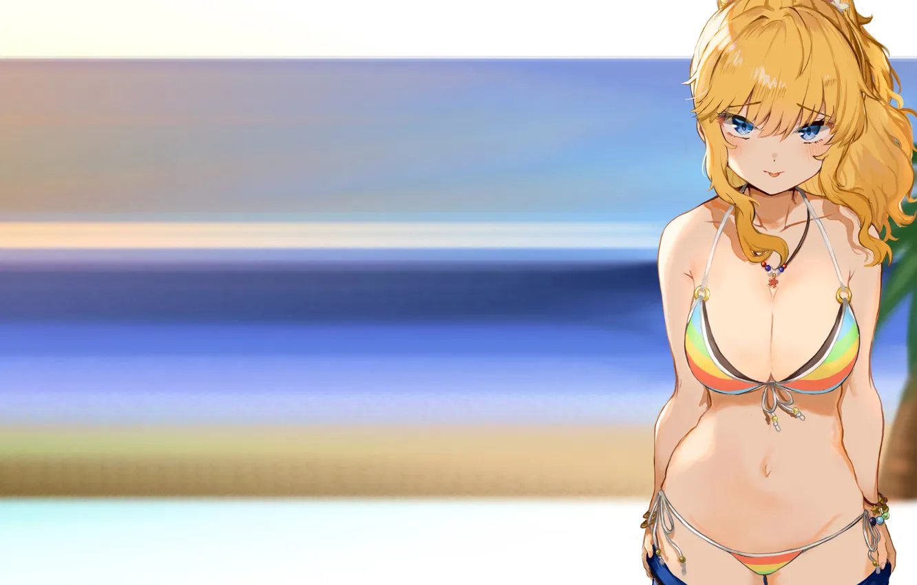 Photo wallpaper girl, sexy, cleavage, long hair, boobs, anime, beautiful, pretty