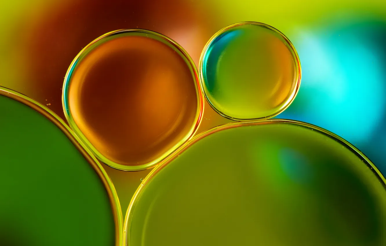 Photo wallpaper water, macro, bubbles, color, oil, ball