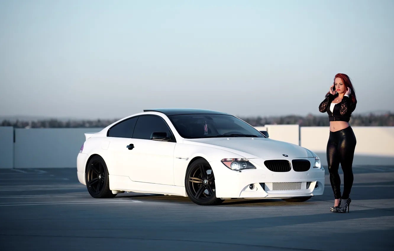 Photo wallpaper white, girl, BMW, coupe, BMW, girl, sports, white