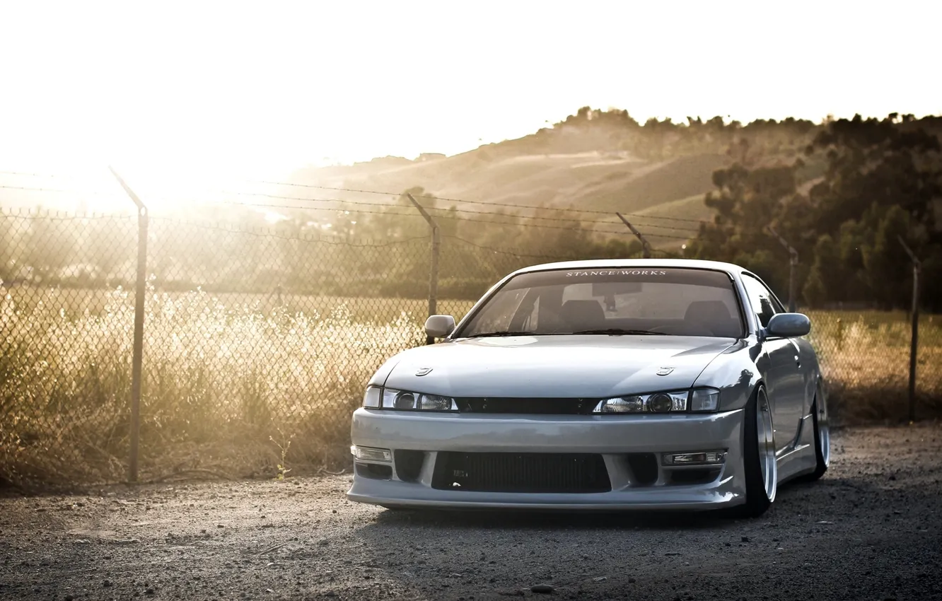 Photo wallpaper car, auto, the sun, Wallpaper, nissan, silver, silver, drift