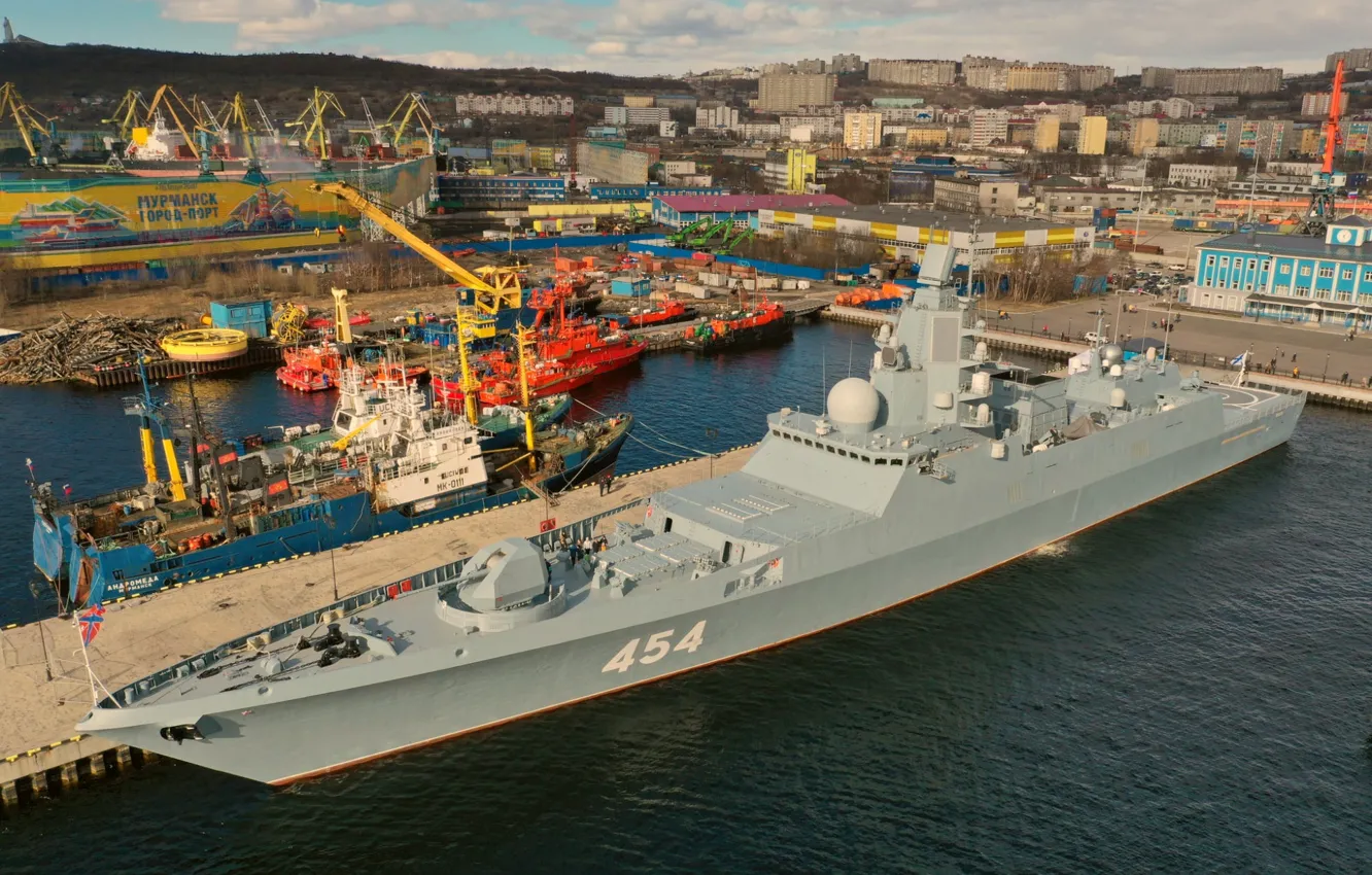 Photo wallpaper frigate, Admiral Gorshkov, Murmansk