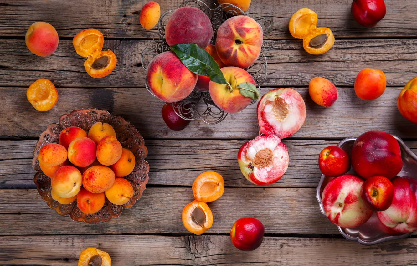 Photo wallpaper fruit, peaches, apricots, fruits