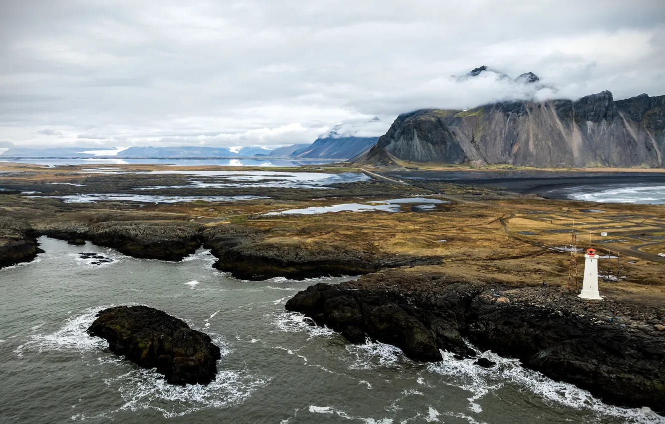 Photo wallpaper sea, mountains, shore, Iceland