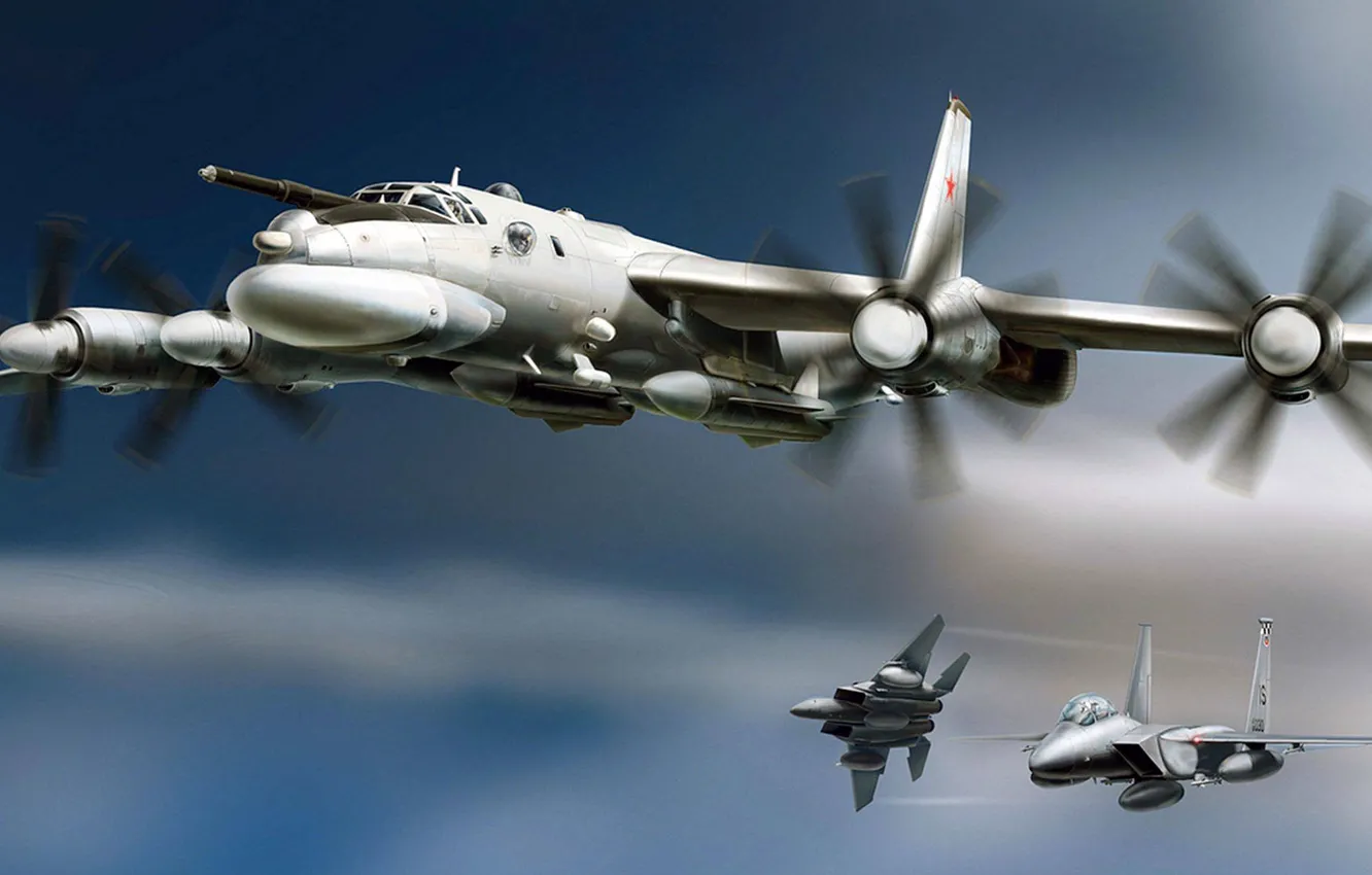 Photo wallpaper figure, art, bear, Tu-95, OKB A. N. Tupolev