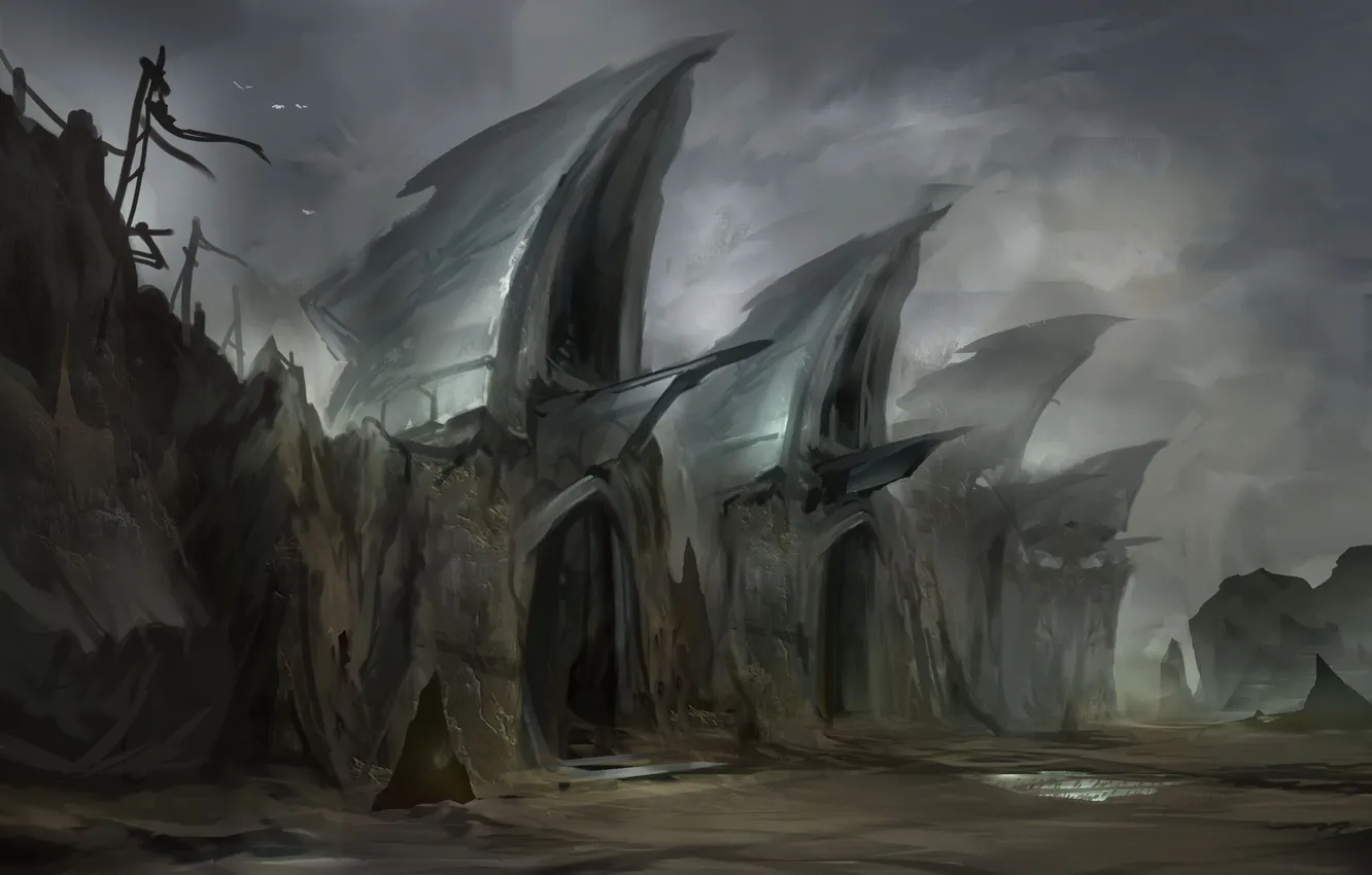 Photo wallpaper the sky, clouds, rocks, art, badland gates, by YoBarte