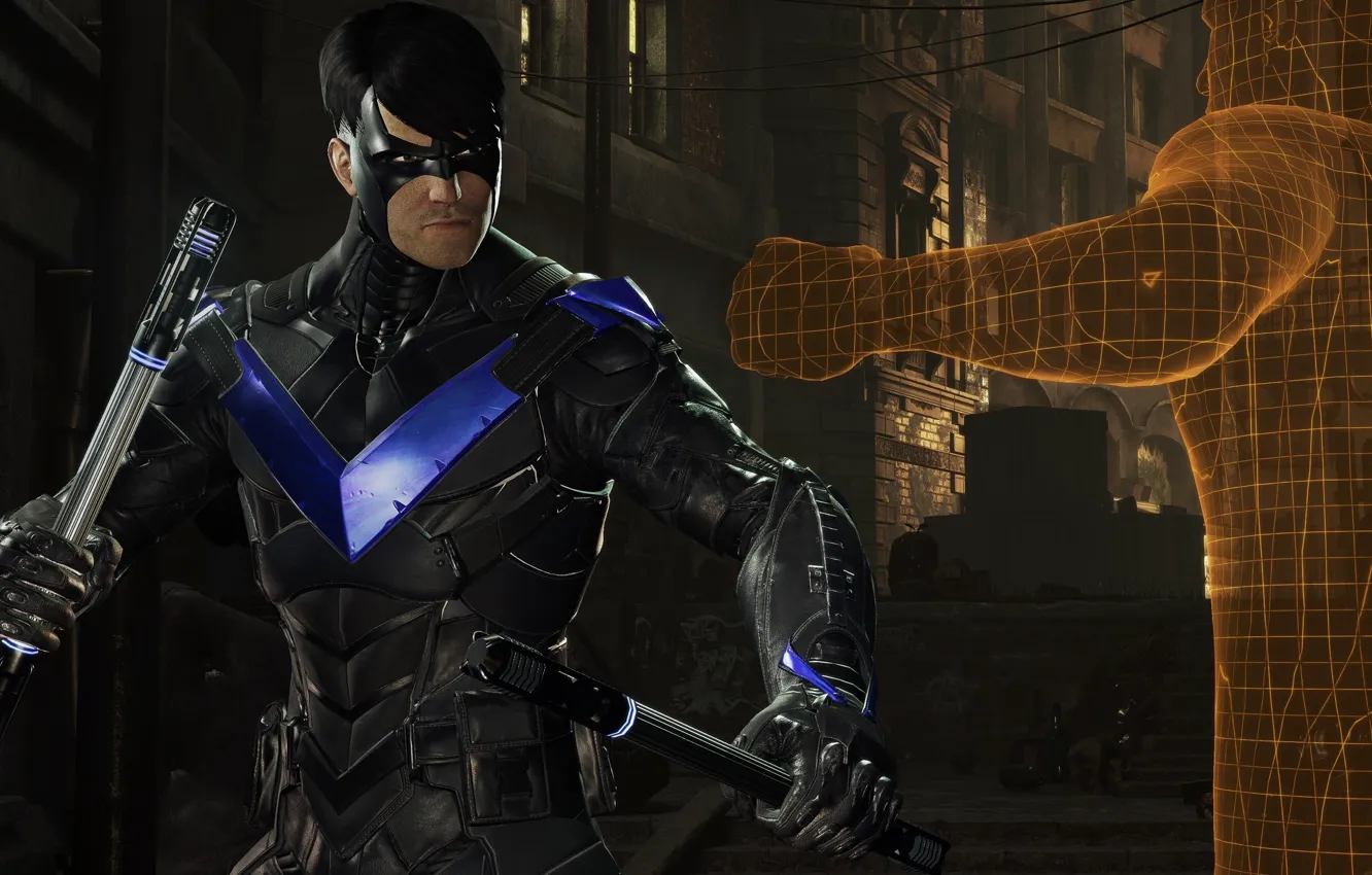 Photo wallpaper logo, game, hero, DC Comics, yuusha, Nightwing, VR, Batman Arkham VR