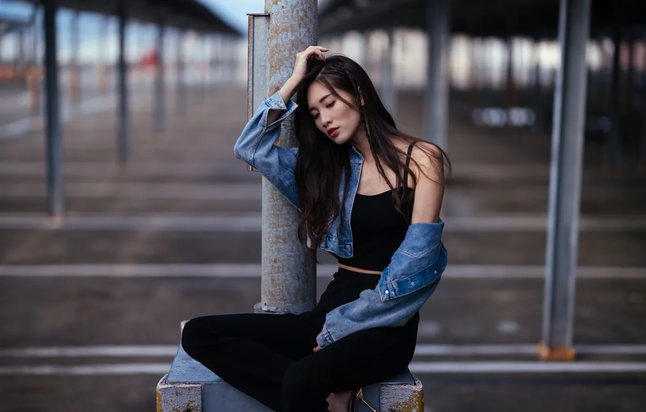 Photo wallpaper girl, street, Asian