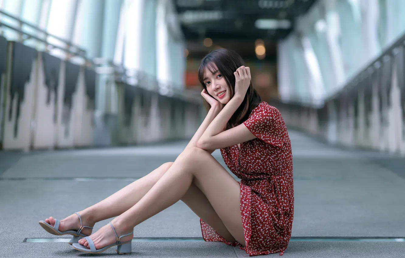 Photo wallpaper girl, street, Asian