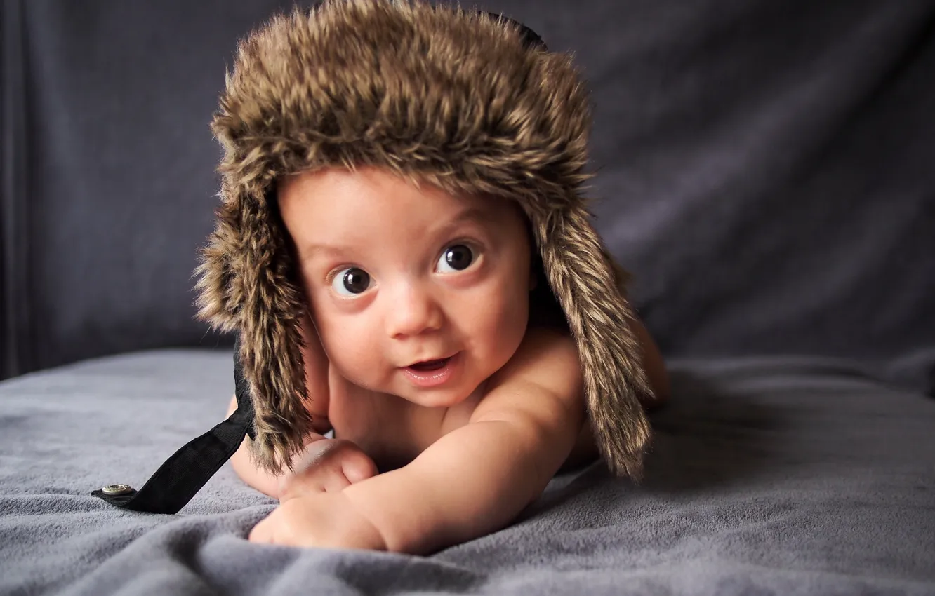 Photo wallpaper look, children, hat