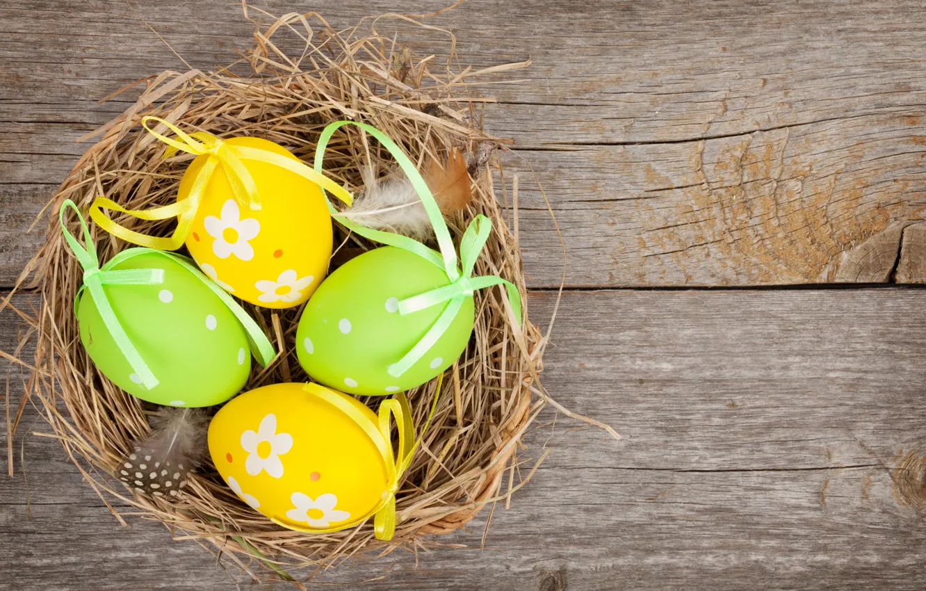 Photo wallpaper eggs, spring, colorful, Easter, happy, wood, spring, Easter