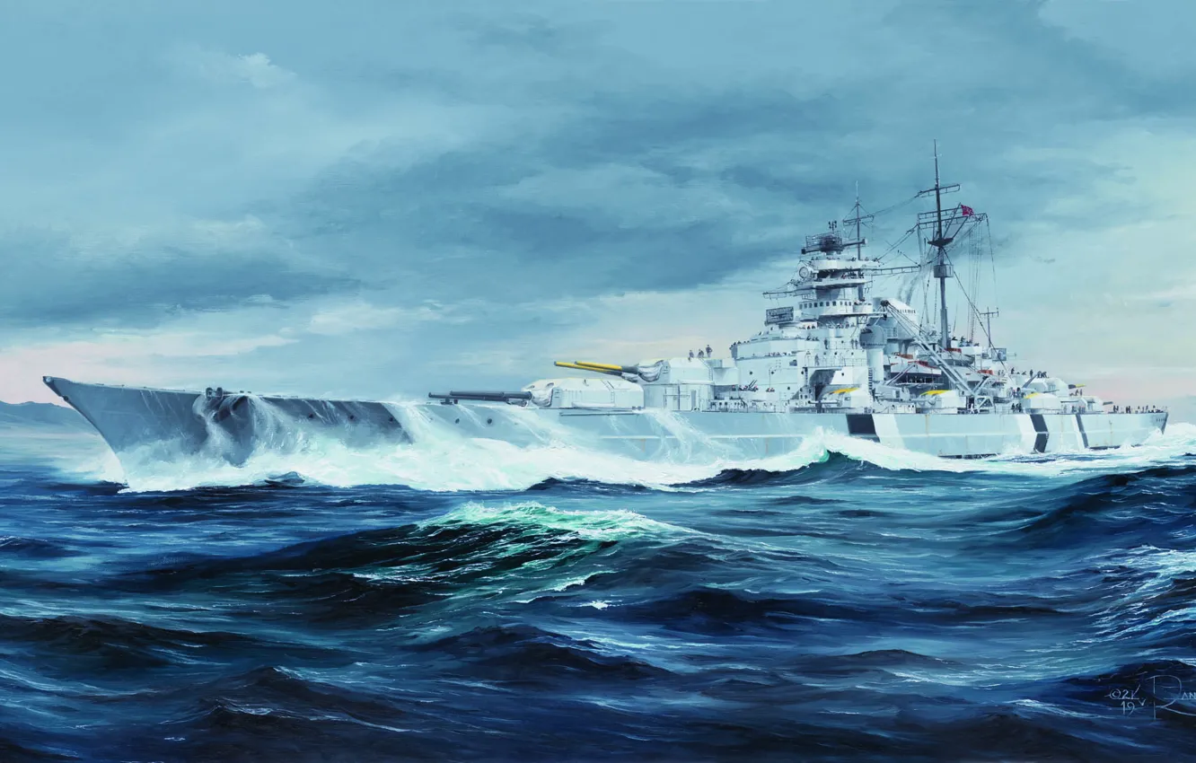 Photo wallpaper Germany, Bismarck, 1939, Bismarck, battleship of the German Navy, Kriegsmarine