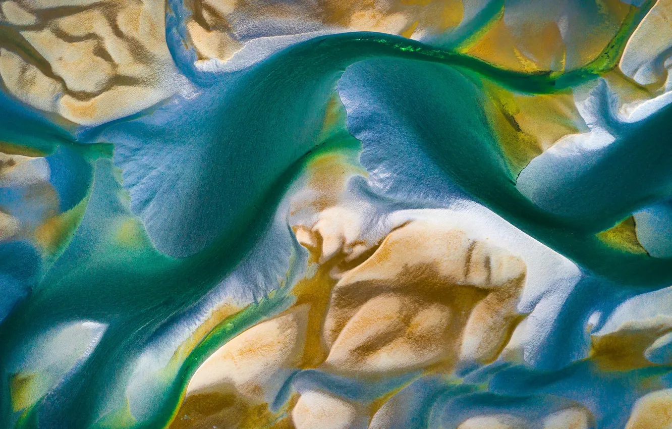 Photo wallpaper river, Delta, Aerial Photography