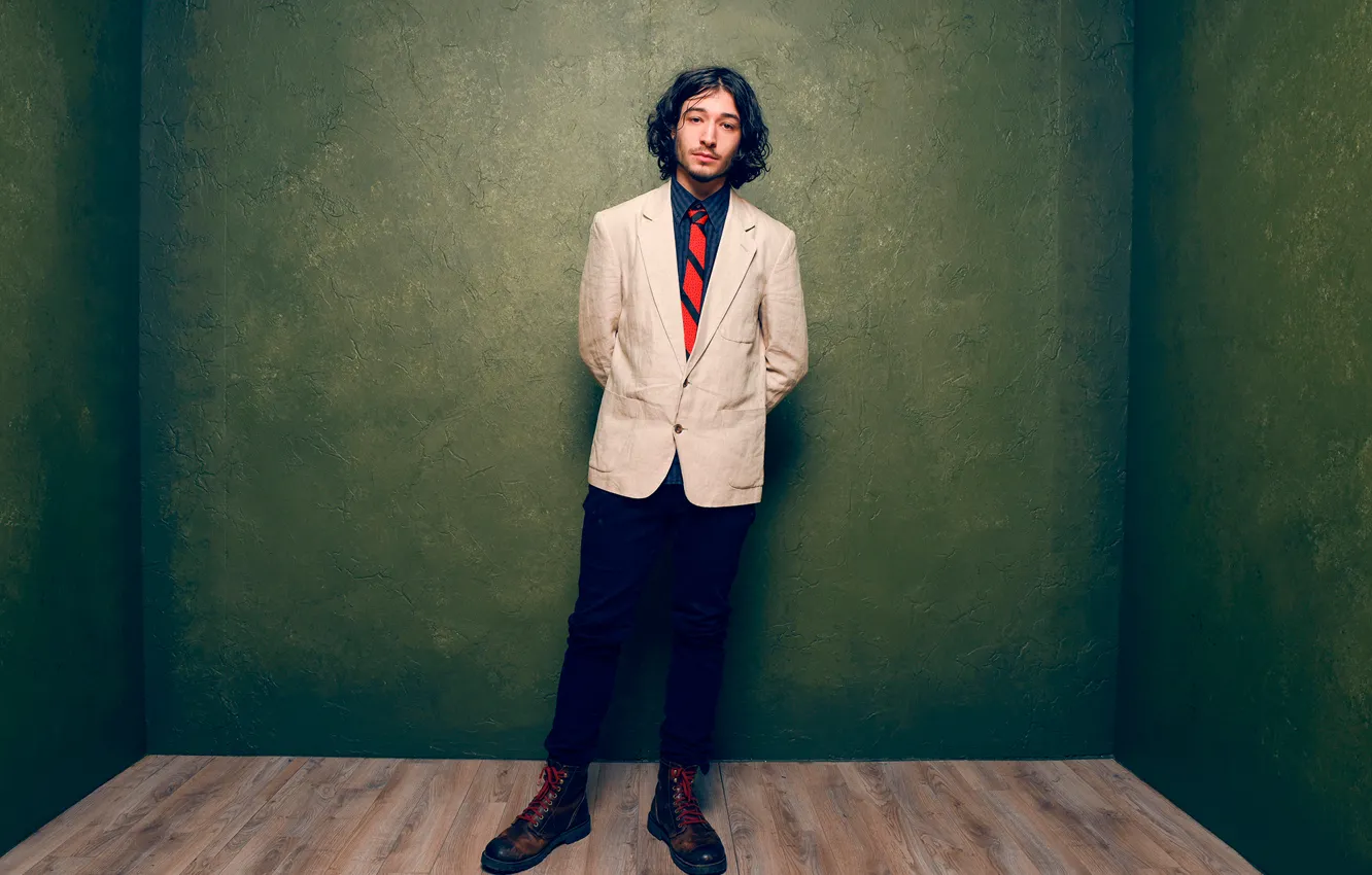 Photo wallpaper photoshoot, Sundance, for the film, January 2015, Prison experiment at Stanford, Ezra Miller, Ezra Miller, …