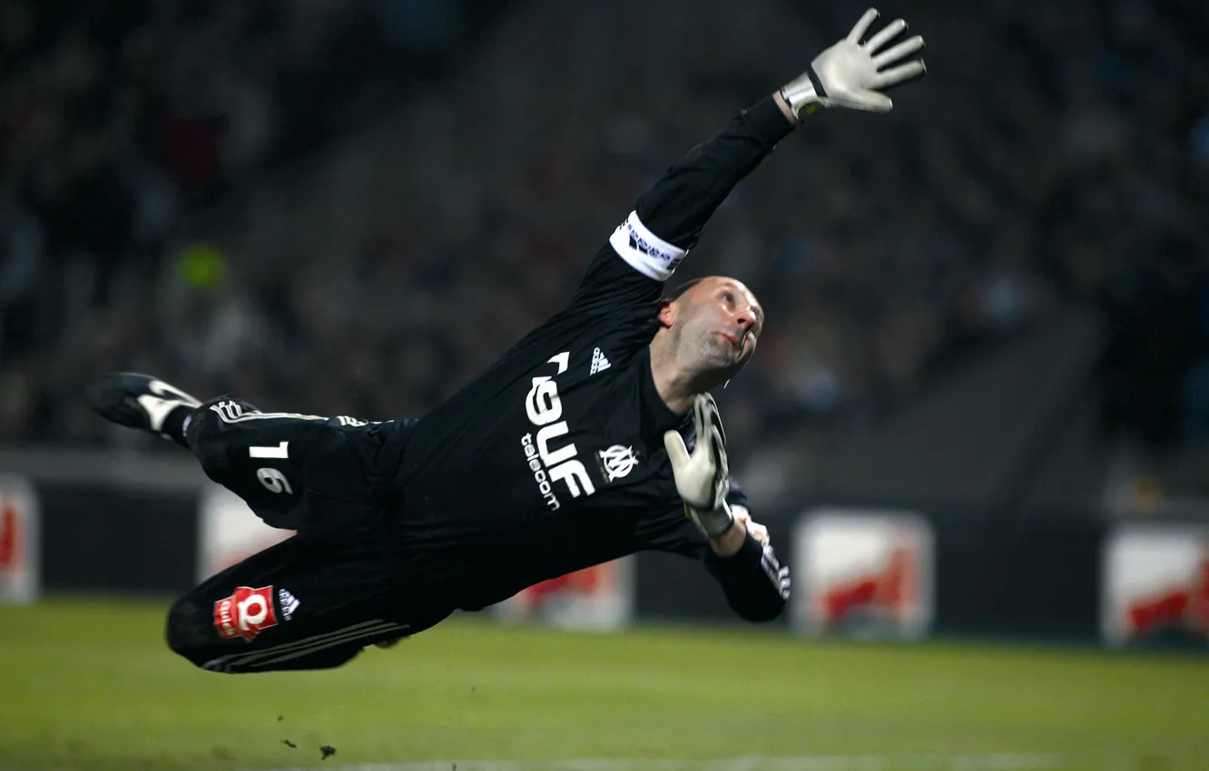 Photo wallpaper jump, Marseille, the French goalkeeper, Barthez, Fabien Barthez