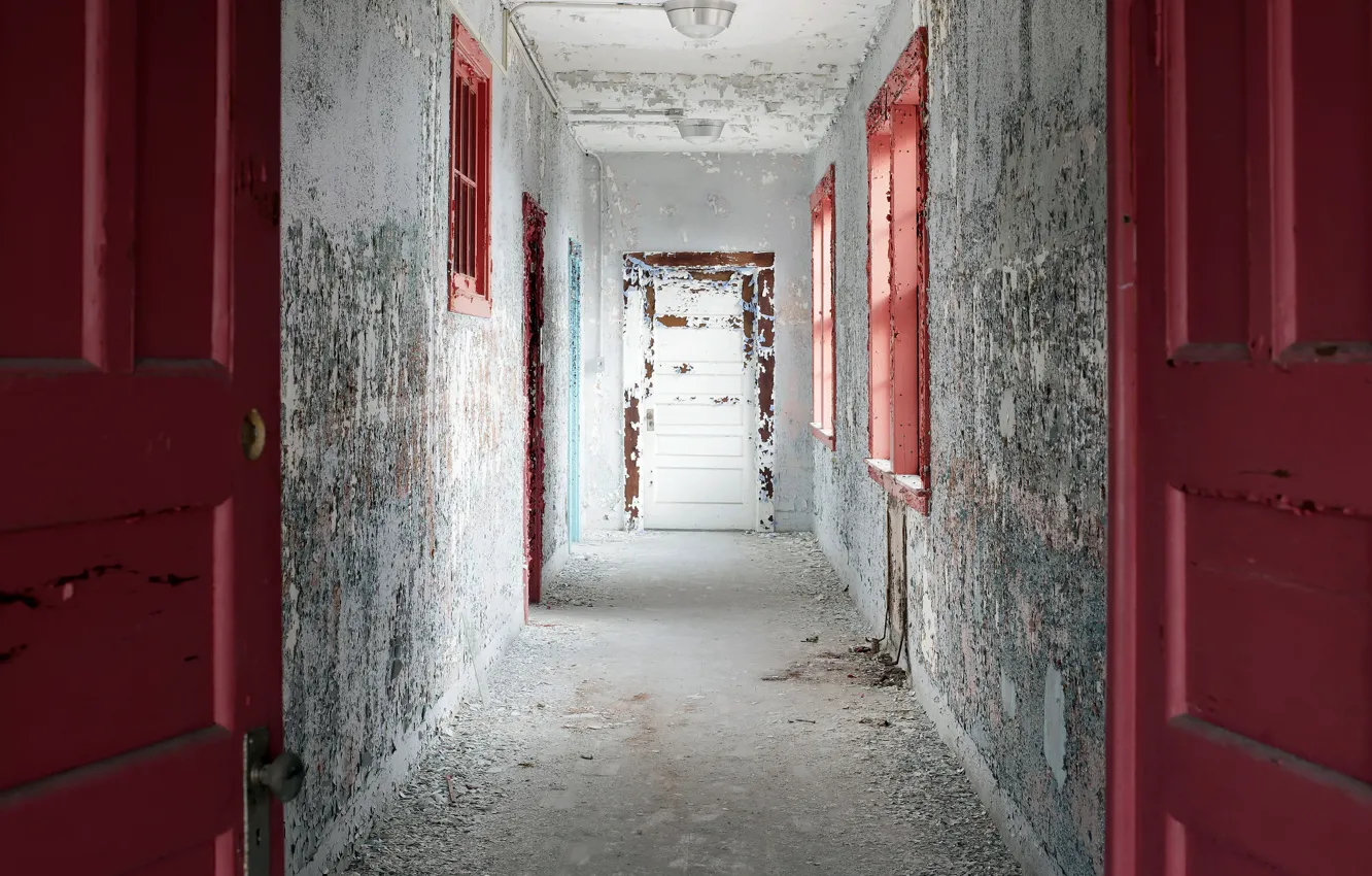 Photo wallpaper wall, door, corridor