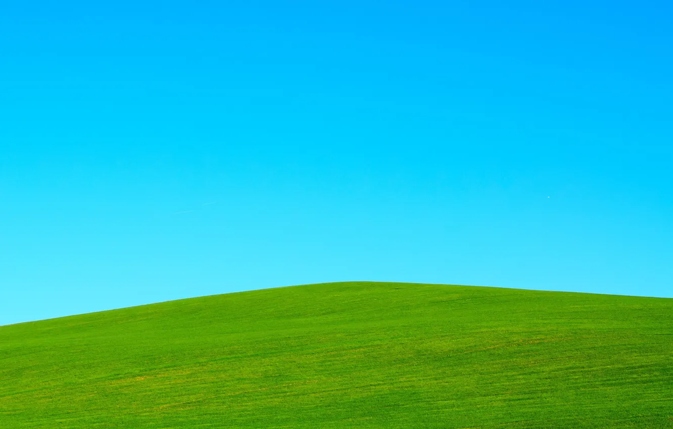 Photo wallpaper the sky, grass, minimalism, hill