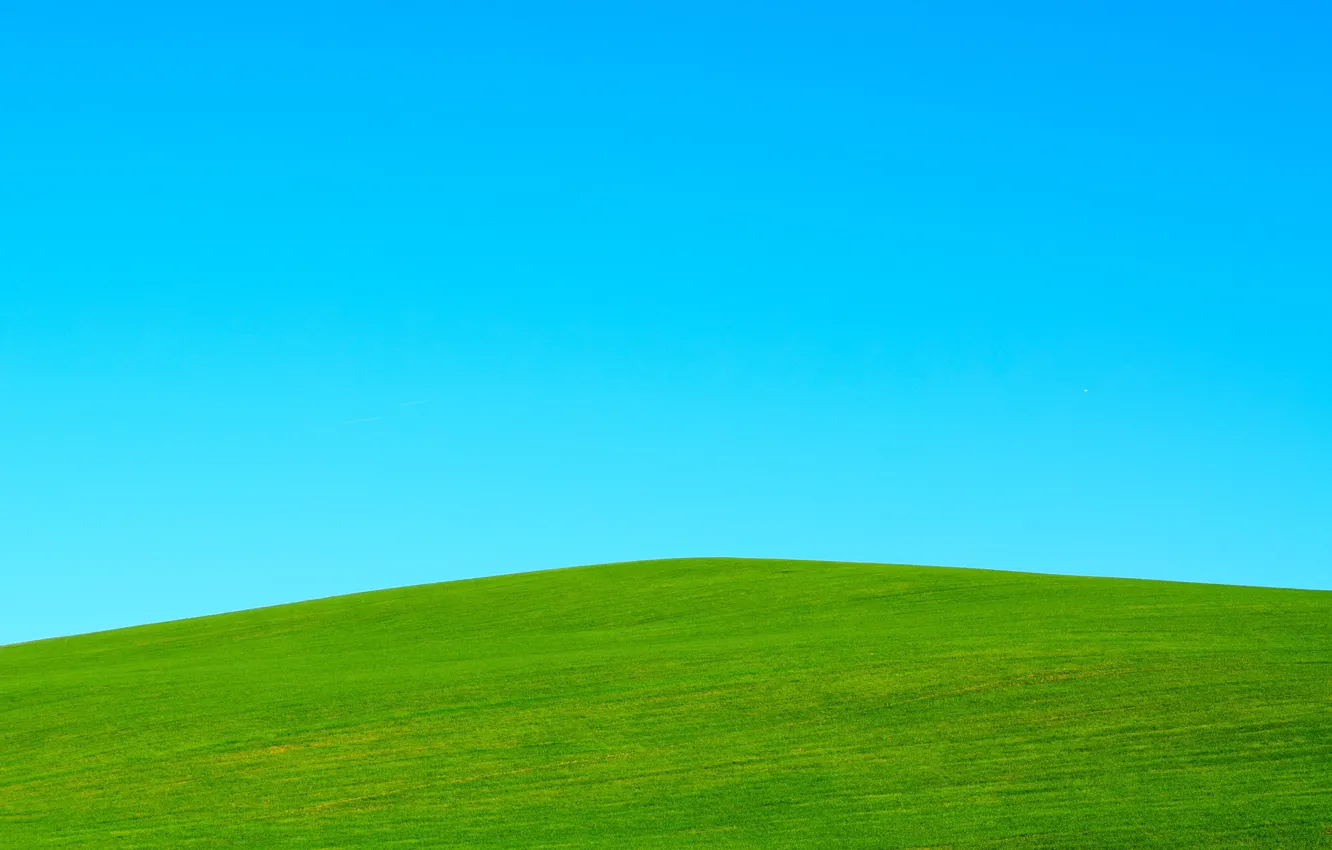 Photo wallpaper the sky, grass, hills, minimalism