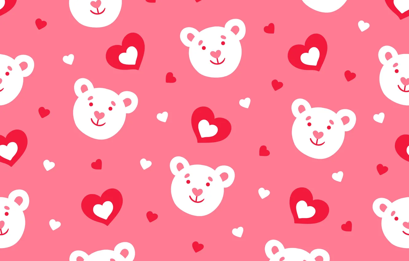 Photo wallpaper pattern, pattern, hearts, bears, pattern, seamless, Floral, seamless