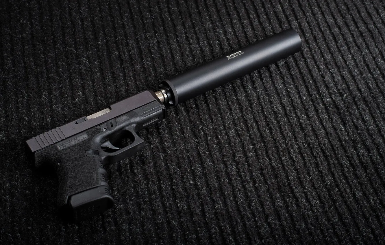 Photo wallpaper pistol, weapon, silencer, Glock 30 SF