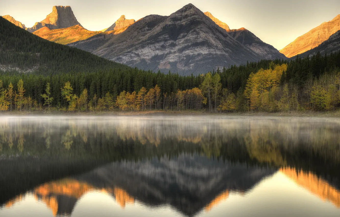 Photo wallpaper landscape, mountains, lake, Alberta, Kananaskis