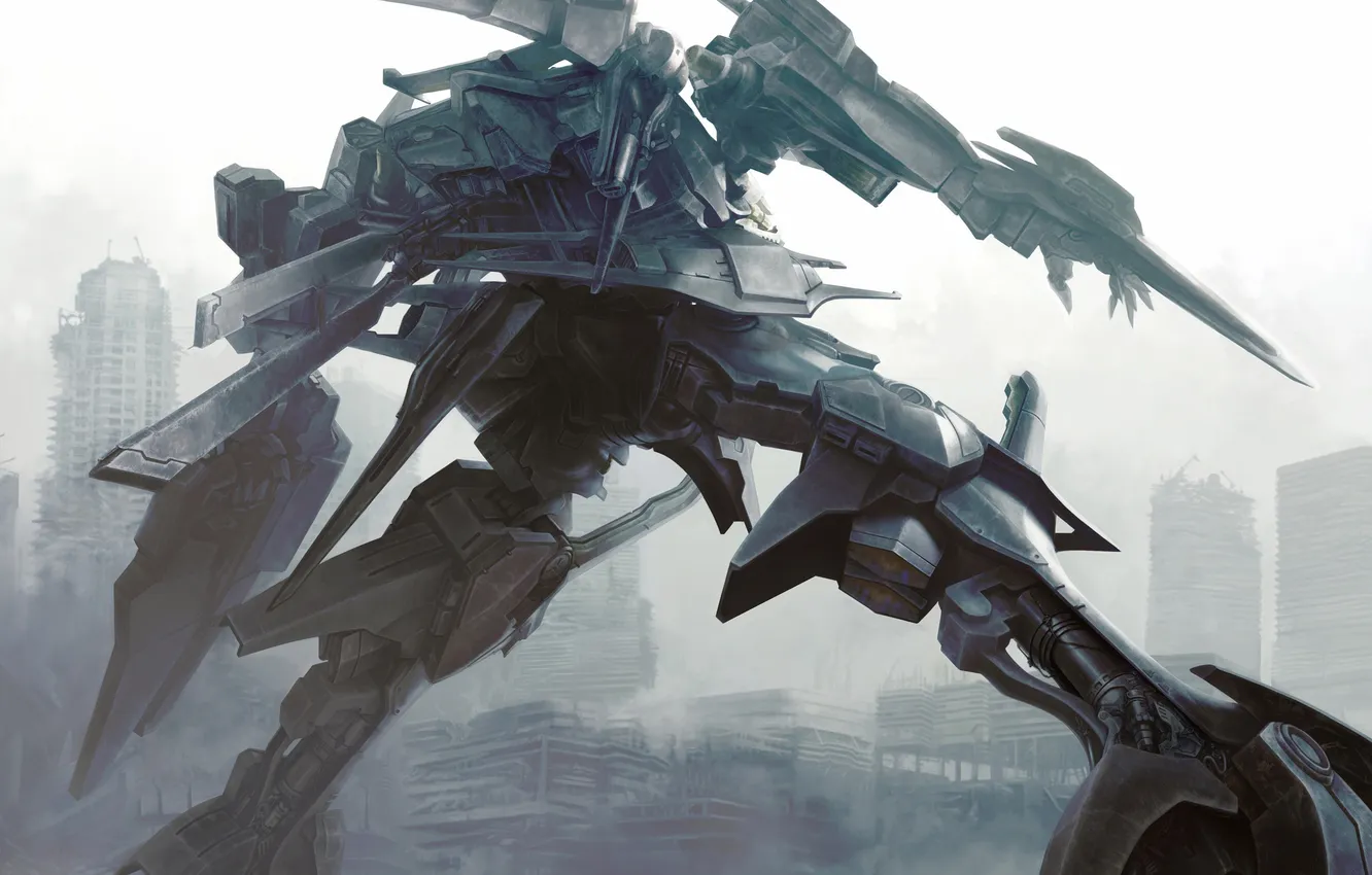 Photo wallpaper building, robot, ruins, stand