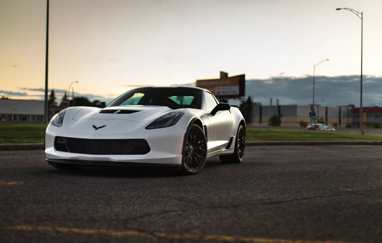 Photo wallpaper Z06, Corvette, Chevrolet, White