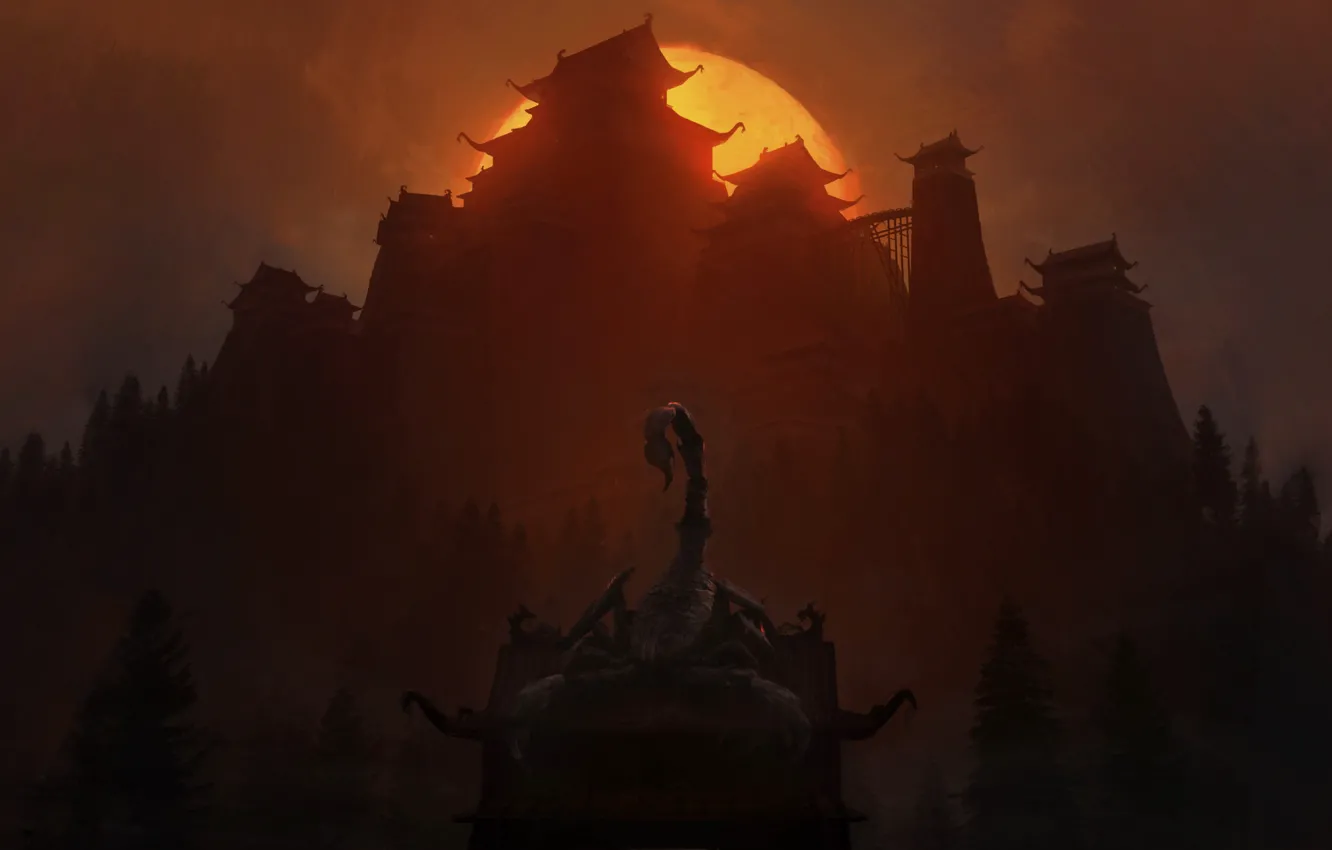 Photo wallpaper sunset, castle, Scorpio, art, Concept Art, Chris Ostrowski, by Chris Ostrowski, Legend of the 5 …