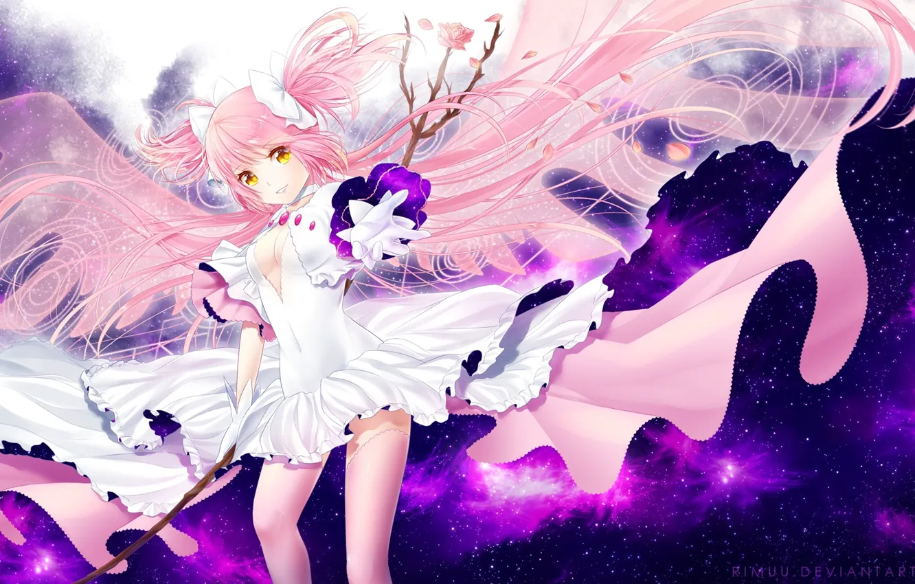 Photo wallpaper girl, dress, anime, art, mahou shoujo madoka magica