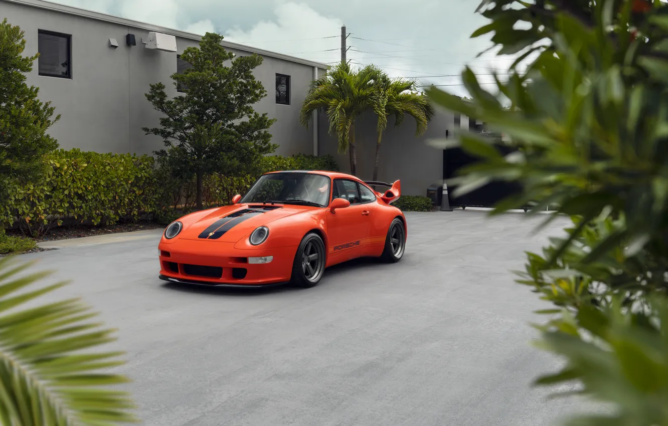 Photo wallpaper Porsche, house, orange, Gunther Plant, Porcshe 911