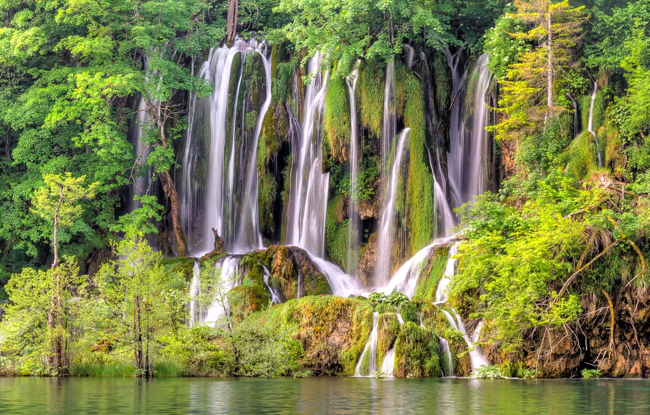Photo wallpaper waterfall, Croatia, Plitvice lakes