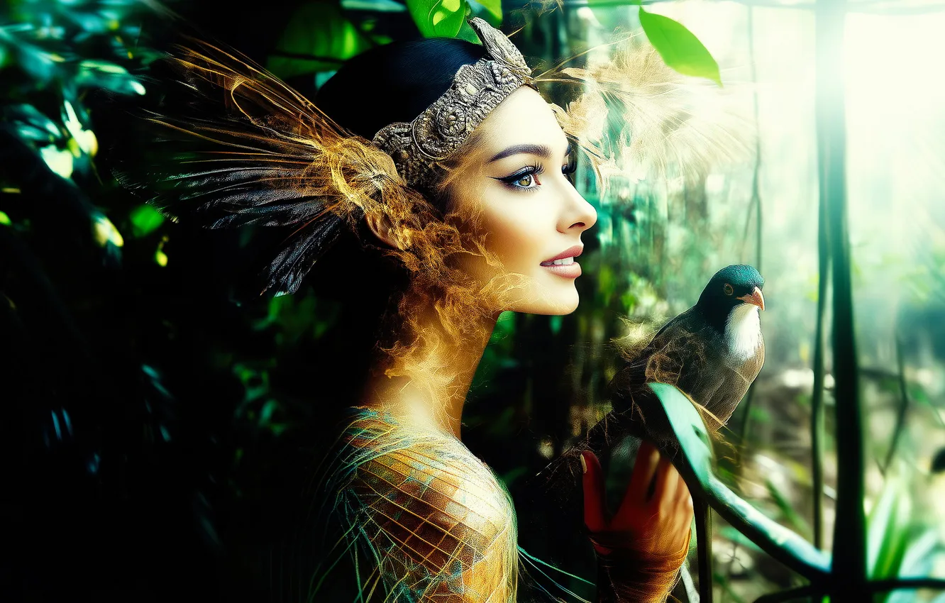 Photo wallpaper neural network, image, look, fantasy, girl, AI art