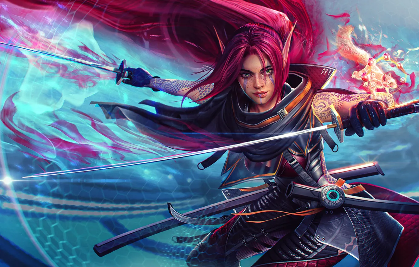 Photo wallpaper girl, art, splash, ALLIRA, Shadowrun