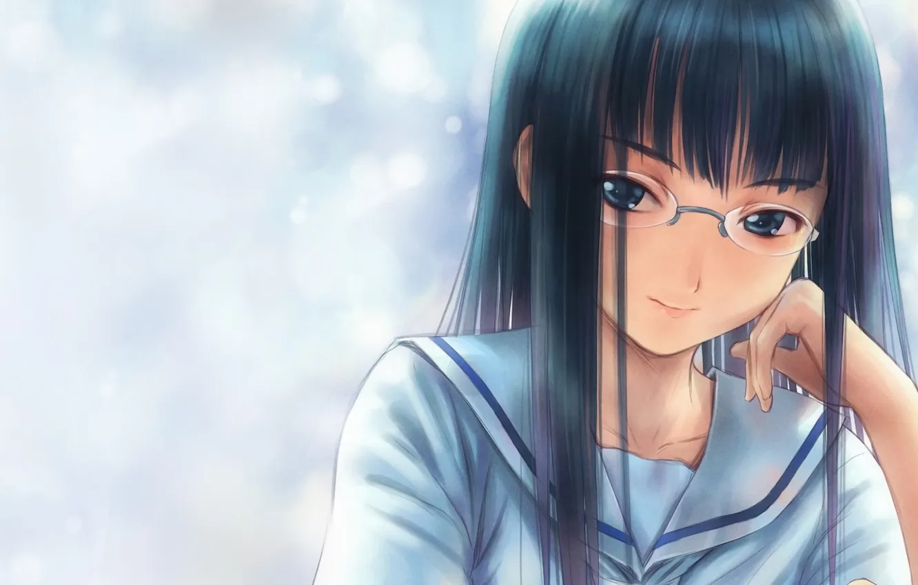 Photo wallpaper girl, anime, glasses