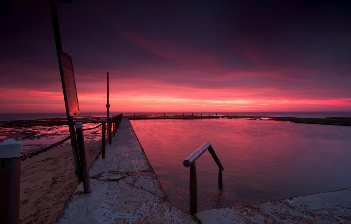 Photo wallpaper sea, sunset, Marina, Shore, al