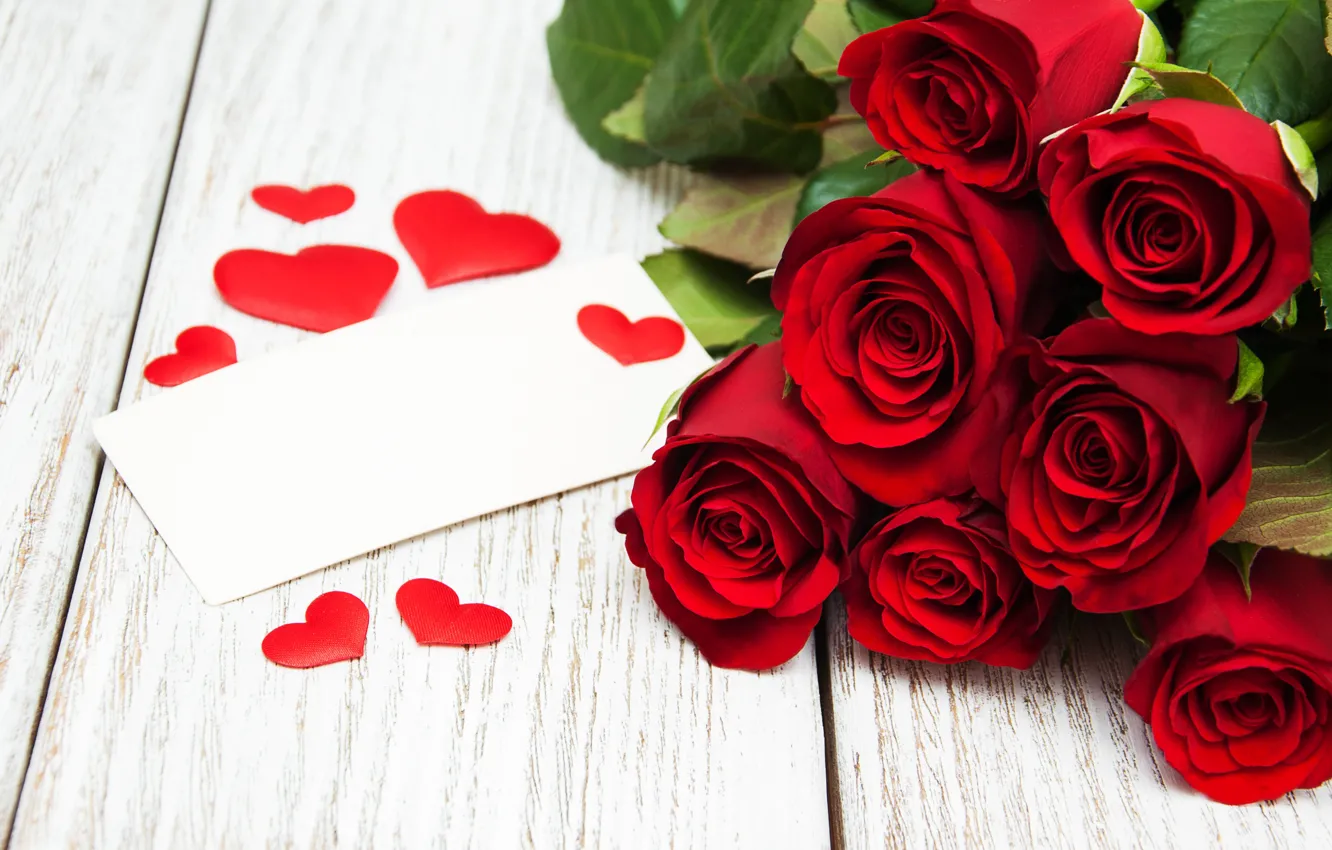 Photo wallpaper love, roses, hearts, red, red, love, romantic, hearts